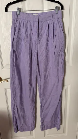 Abercrombie & Fitch Light Purple Pleated Linen blendwide leg small 6 28 thumbnail 1