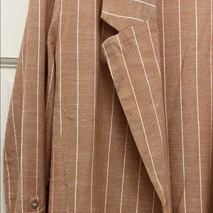Stradivarius Brown and White Striped One Button Closure Casual Blazer - Sz Small thumbnail 3