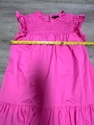 Strut & Bolt Hot Pink Southern Prep Smocked Ruffle Tiered Mini Dress Size Medium thumbnail 4