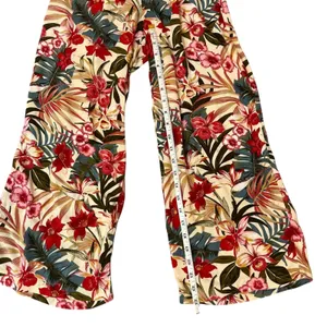 Evolutionary Tropical Floral Wide Leg Pants Boho Vacation Beach‎ Flowy Sz Small thumbnail 5