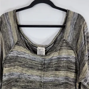 FREE PEOPLE oversized‎ space dye striped scoop neck balloon sleeve top thumbnail 3