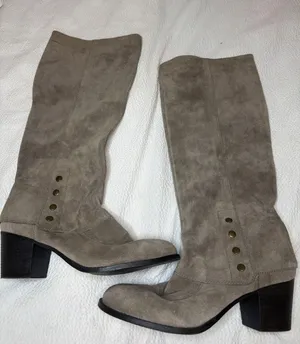 Nine West Vintage America Collection Suede Knee High Size 8M Brown Rear Zip thumbnail 1