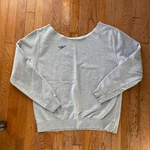 light gray and black white vintage off the shoulder Speedo crewneck thumbnail 1