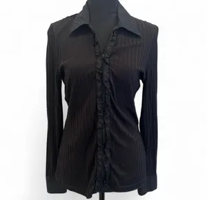 Black blouse top front zipper size 8 thumbnail 2