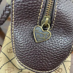 Dooney And Bourke Vintage Leather Brown Leather Signature Canvas Satchel Handbag thumbnail 13