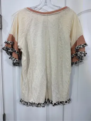 Umgee Cream Leopard Raglan Top with Brown Trim thumbnail 5