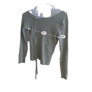 Sage Green Ribbed Knit Asymmetrical Tie Neck Long Sleeve Top‎ Sweater thumbnail 3