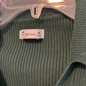 Hollister Long Sleeve Elegant Green Ribbed Knit Dress 071426 thumbnail 3