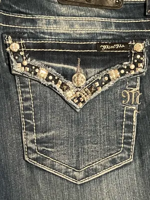 Womens 31x34 Miss Me Distressed JP5755B Embellished Boot Cut Jeans thumbnail 7