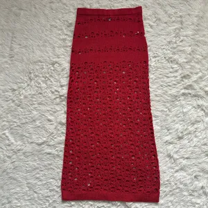I.AM.GIA Alix Skirt Swim Coverup Maxi Elastic Waist Crochet Sheer Red XXS thumbnail 4