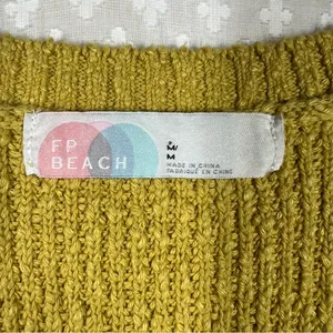 Free People Beach Green Yellow Knit Penny V Neck Sweater‎ Vest thumbnail 3