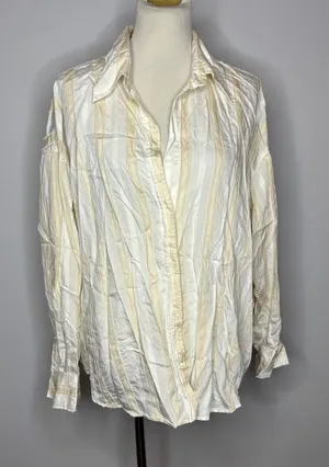 H&M - Cream & White Striped Button Down thumbnail 1