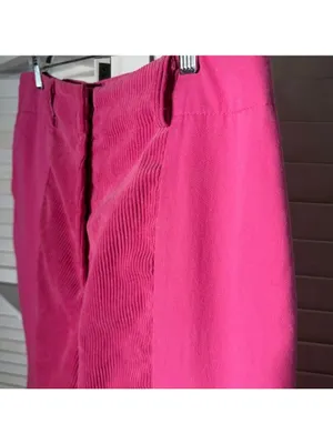 Vintage 90s hot pink pants cotton wide legs high waist 2 pockets sz M thumbnail 4