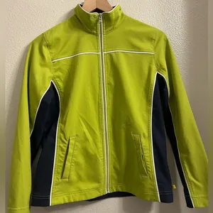 Green Lightweight Zip Up Jacket Athletic Windbreaker Fits Small thumbnail 1