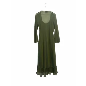ASOS Ruched Bust Scoop Long Sleeve Maxi Dress Olive US 12 thumbnail 4