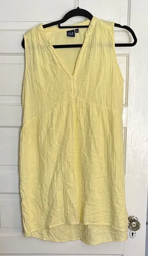 Butter Yellow Sleeveless Gauze Dress by Gap thumbnail 1