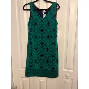 41 Hawthorne Perissa‎ Reversible Dress Green Navy V Neck Sleeveless L NWT thumbnail 2