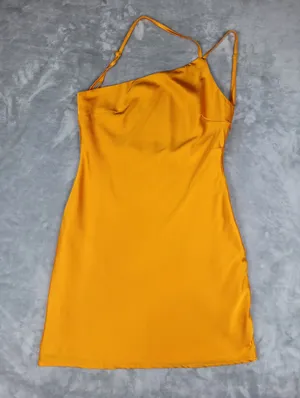 Riley Hubatka x Peppermayo Orange Satin One Shoulder Mini Dress Size US 8 thumbnail 3