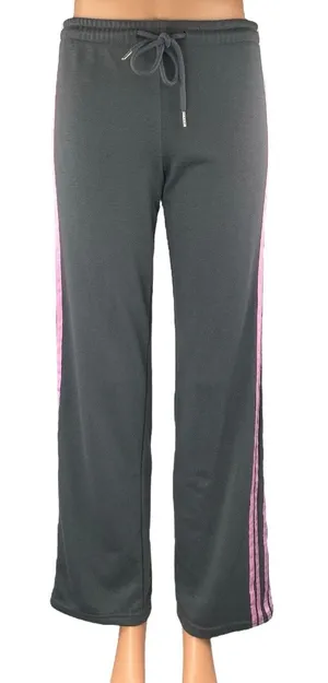 Edikted Gray Striped Elastic Waist Straight Wide Leg Trousers Sweatpants Size XS thumbnail 1
