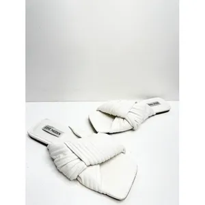 Steve Madden Mentor White Ruched Knotted Square Toe Flat Slide Sandals 8.5M thumbnail 5