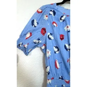 NWT LOFT Blue‎ Floral Dress 14 Smocked Waist Tiered Fit & Flare Spring Whimsical thumbnail 11