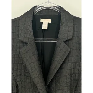 CHICO'S 1 Blazer Medium 8‎ Black Crocodile Embossed Textured Professional Dress thumbnail 2