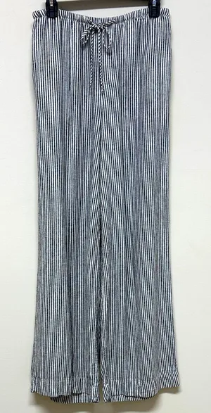 A New Day- Navy & White Striped Linen Wide Leg Pants with pockets size S thumbnail 1