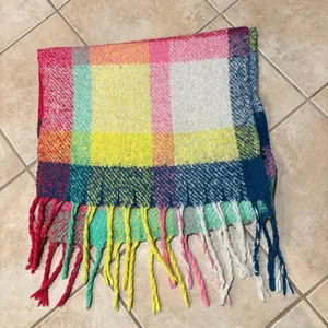 Colorful Plaid Scarf Red thumbnail 4