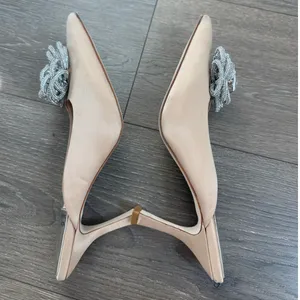 Jeffrey Campbell x REVOLVE Viviana Mules Satin‎ Creme Rhinestones 7 Kitten Heel thumbnail 5