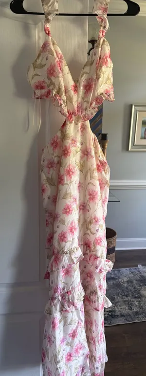Lulus Maxi Dress Pink Floral thumbnail 1