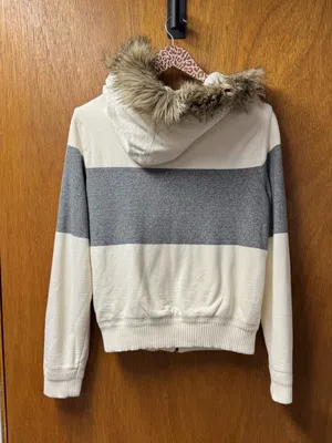 American Eagle Outfitters Faux Fur Hood Sweatshirt Full Zip Large NEW READ Y2K thumbnail 11