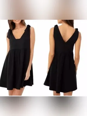 Pomander Place x Tuckernuck Black Sleeveless Tie Bow Mini Dress Size M thumbnail 2