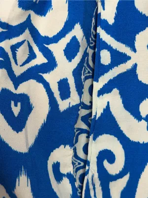 Entro Shirt Dress Women Size S Blue White Ikat Print Midi Side Pockets thumbnail 9