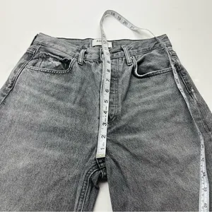 Agolde 90’s Crop Faded Black Trip Dark Grey Gray High Rise‎ Loose 24 Denim Jean thumbnail 10