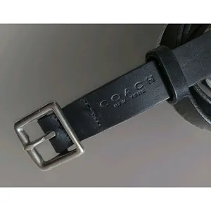 Coach Black Leather Belt Silver Tone Metal Buckle Women Men Unisex Size 36 thumbnail 3