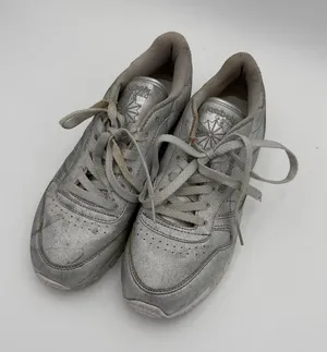 Reebok Shoes Womens 7.5 Classic Casual Sneakers Silver Leather Lace Up BD5757 thumbnail 1