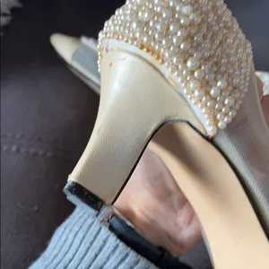 J. RENÉE Faux Pearl & Net Cream Color Heels 5.5 thumbnail 14