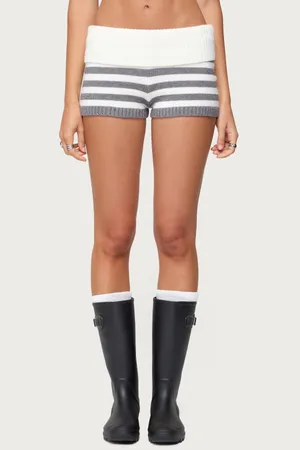 Edikted Saphi Striped Foldover Knit Shorts thumbnail 2