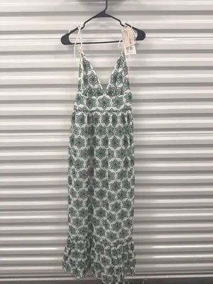 Sundress Louve Long Dress Eyelet Green Womens Size Medium thumbnail 5