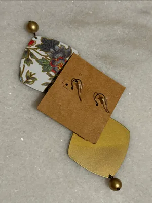 Plunder Mally Floral Statement Dangle Earrings in White, Green, Red & Gold New thumbnail 5