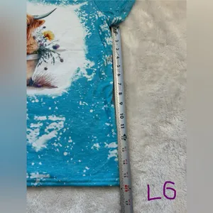 Cow & Floral Print T-shirt Short Sleeve Crew Neck Top Spring & Summer L NEW thumbnail 3