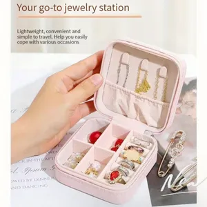 1pc Mini Jewelry Box, Portable Jewelry Storage‎ Box, PU Leather Small Organizer thumbnail 10