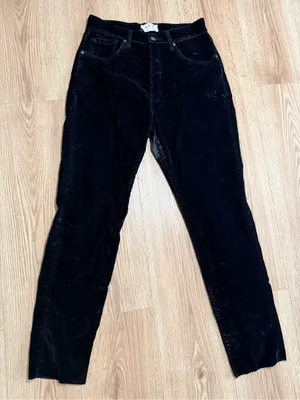 We The Free Free People Black Velvet Pants Button Fly‎ High Rise Size 30 thumbnail 1