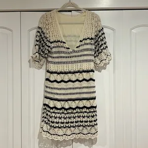 NWT Zara new with tags knit sweater dress striped‎ romantic cottage core women’s thumbnail 3