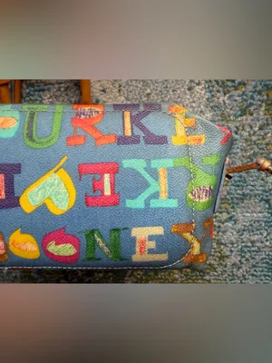 Vintage Y2K Dooney & Bourke blue Doodle graffiti hand bag thumbnail 10