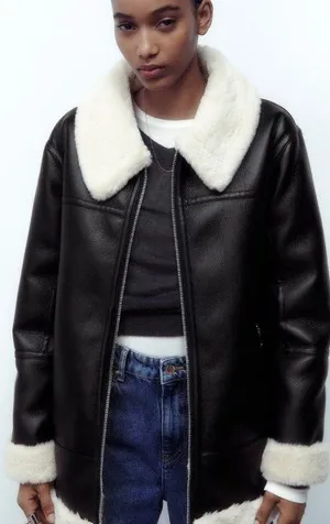 Zara Nwt Double Faced Jacket With Faux Fur thumbnail 3