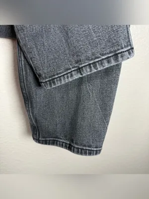 Abercrombie & Fitch High-Rise the mom Slim Straight Jeans - Black Wash SZ:33/16S thumbnail 6