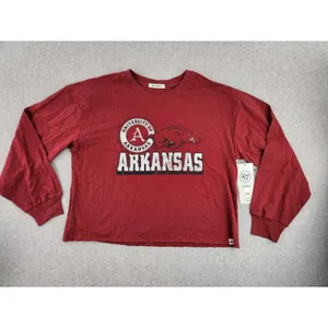 '47 Women's '47 Cardinal Arkansas Razorbacks Football‎ Long Sleeve Crop Sz MEDIUM thumbnail 9