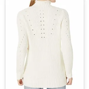 Kensie Pointelle Turtleneck‎ Pullover Sweater in Vanilla Size small thumbnail 3