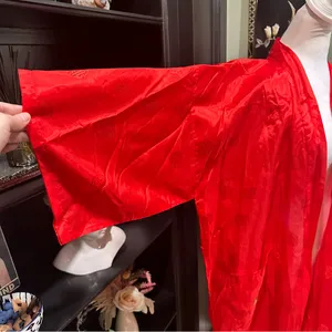 Vintage Golden Bee Red Embroidered Peacock Kimono Robe – Size M thumbnail 11